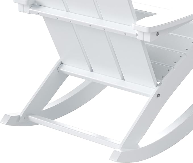 WO WESTIN OUTDOOR HDPE Shoreside Modern Rocking Poly Adirondack Chair,White