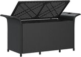 Patio Bench with Cushion Black 45.7"x18.1"x22.4" Poly Rattan Deck Bench Outdoor Bench Porch Bench Garden Bench for - Photo 6