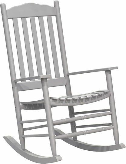 D&F Design Outdoor Rocking Rocker, Wood Rocking Chair with High Back and Curved Seat, UV Treated (Gray), Outoor and Indoor use