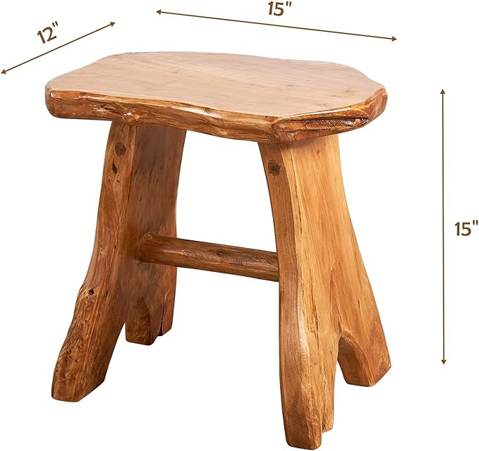 Natural Shape Solid Wood Tree Stump Stool 15"x12"x15" Cedar Root End Table Rustic Plant Stand Live Edge Coffee Table - Photo 2