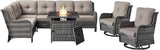 Belord Patio Furniture Set with Fire Pit Table, Outdoor Swivel Rocker Patio Chairs, Oversized Outdoor Sectional Couch - Photo 1