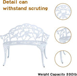 JARDIN DE CENTENNIAL Patio Garden Bench Metal Park Bench Cast Aluminum Outdoor Furniture with Floral Rose for Patio - Photo 5