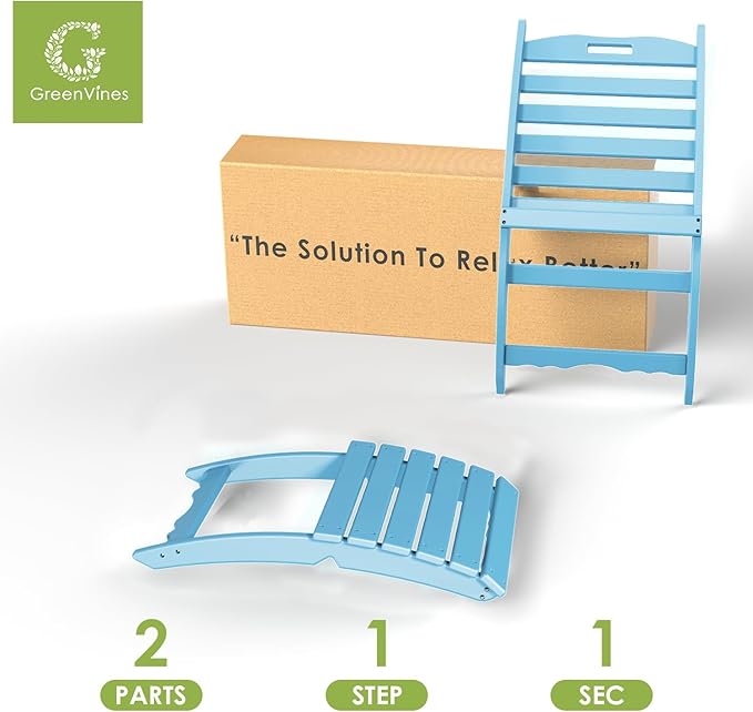 GREENVINES Folding-Xavier-Chair | Wave | Portable Adirondack-Chairs | HDPE Plastic | All Weather Fire-Pit Chair | Arctic - Photo 7