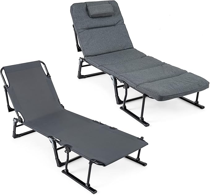 Giantex Folding Patio Lounge Chair with 6-Level Adjustable Backrest