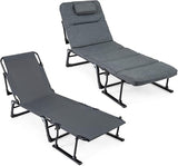 Giantex Folding Patio Lounge Chair with 6-Level Adjustable Backrest