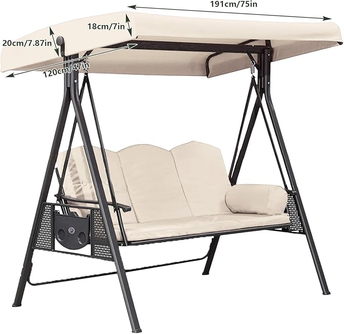 3 Seat Patio Swing Canopy Replacement 75" x 47" - Photo 4