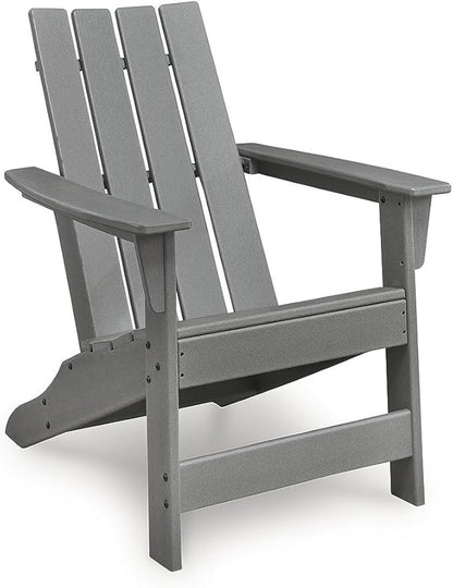 Signature Design by Ashley Lone View Bay Casual Weather Resistant Outdoor Adirondack Chair with High Back, Gray