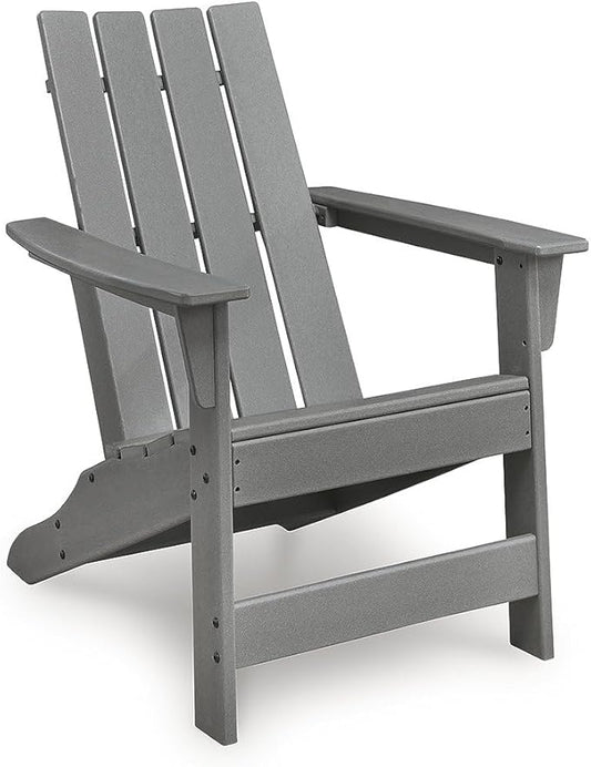 Signature Design by Ashley Lone View Bay Casual Weather Resistant Outdoor Adirondack Chair with High Back, Gray
