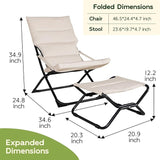 Abba Patio Outdoor Chaise Lounge Chair, Reclining Folding Patio Camping Chair with Separate Footrest - Photo 3