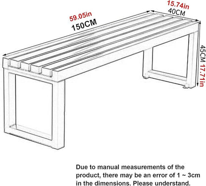Metal Garden Benches for Outdoors Clearance Steel Frame Outdoor Backless Bench Weatherproof 39"/47"/59" Front Porch Chairs for Lawn Yard School(Red,59.05in/150cm)