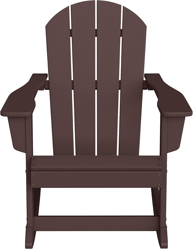 WO WESTIN OUTDOOR HDPE Laguna Outdoor Rocking Poly Adirondack Chair, Dark Brown