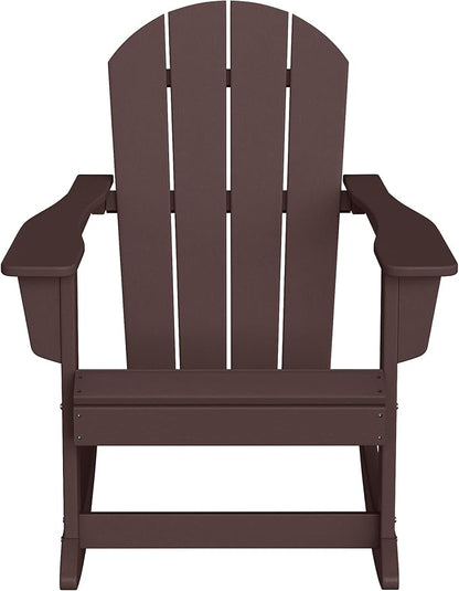 WO WESTIN OUTDOOR HDPE Laguna Outdoor Rocking Poly Adirondack Chair, Dark Brown