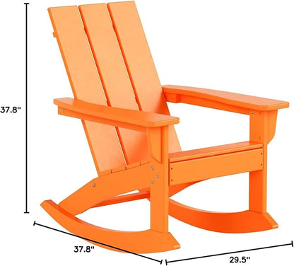 WO WESTIN OUTDOOR HDPE Shoreside Modern Rocking Poly Adirondack Chair (Set of 2),Orange