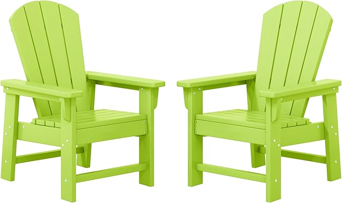 WestinTrends Malibu Kids Outdoor Adirondack Plastic Patio Chair (Set of 2), Lime