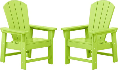 WestinTrends Malibu Kids Outdoor Adirondack Plastic Patio Chair (Set of 2), Lime