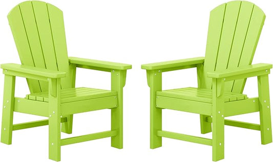 WestinTrends Malibu Kids Outdoor Adirondack Plastic Patio Chair (Set of 2), Lime
