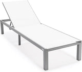 LeisureMod Marlin Aluminum Outdoor Chaise Lounge Chair (Set of 2) - Mesh Sling Fabric Seat Grey Aluminum Frame Beach - Photo 4