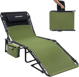 Folding Lounge Chair Outdoor with Insulated Cooler Bag Portable for Outside Patio Chaise Lounge Chair 5-Position with - Photo 1