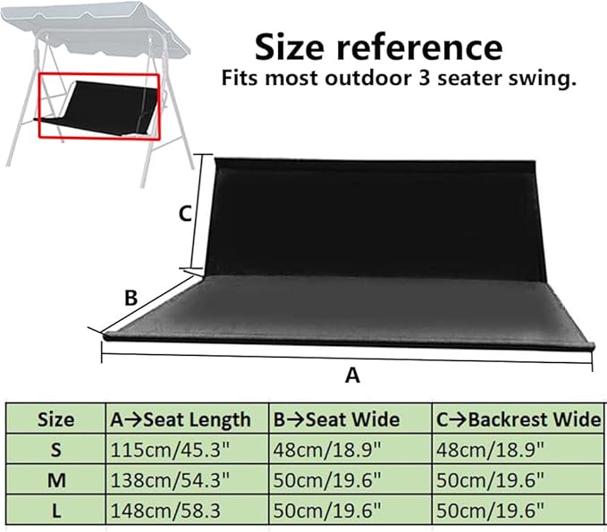 Swing Seat Replacement Cover, 600D Oxford Heavy Duty Waterproof Patio Bench Cover for Outdoor Porch Garden Yard 2/3 - Photo 3