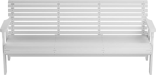 Amish Casual Heavy Duty 6 Foot Roll Back Outdoor Bench in Semi Solid White Stain - Amish Made in The USA from Treated Pine for Outdoor Durability, 700 Lb Weight Capacity