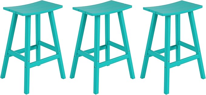 WestinTrends Malibu Malibu 29 Inch High Backless Seat Bar Stools (Set of 3), Turquoise