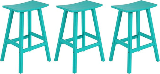 WestinTrends Malibu Malibu 29 Inch High Backless Seat Bar Stools (Set of 3), Turquoise