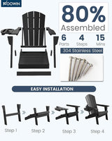 FOOWIN Folding Adirondack Chair Set of 2, HDPE Adirondack Chairs with Cup Holder - Photo 5