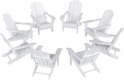 WO WESTIN OUTDOOR HDPE Laguna Outdoor Folding Poly Adirondack Chair (Set of 8),White