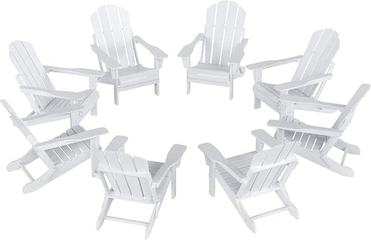 WO WESTIN OUTDOOR HDPE Laguna Outdoor Folding Poly Adirondack Chair (Set of 8),White