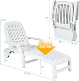 Tangkula Outdoor Chaise Lounge Chair, 5-Position Adjustable Recliner with Storage Box and Flexible Wheels - Photo 3