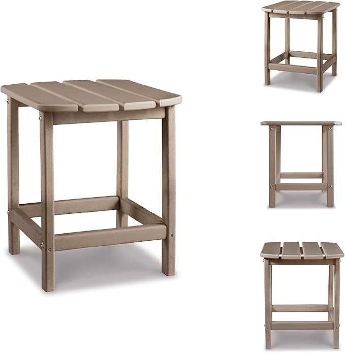Signature Design by Ashley Sundown Treasure Outdoor Patio HDPE Weather Resistant End Table, Brown - Photo 8