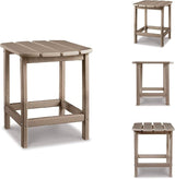 Signature Design by Ashley Sundown Treasure Outdoor Patio HDPE Weather Resistant End Table, Brown - Photo 8