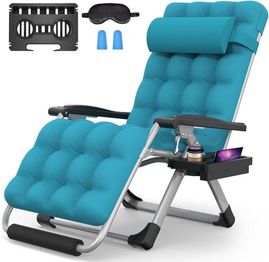 Suteck Oversized Zero Gravity Chair,29In XL Lounge Chair w/Removable Cushion&Headrest, Folding Patio Chair w/Upgraded Lock and Footrest, Reclining Patio Chairs Recliner for Indoor Outdoor