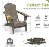 GREENVINES Folding-Adirondack-Chair-Set-of-4 | Wood Grain | HDPE Plastic | Fire Pit Chairs | All Weather | Cup Holder - Photo 3