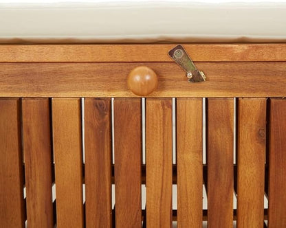 Patio Storage Bench Outdoor Furniture Couch,Wicker Patio Furniture no Assembly,Patio Storage Ottoman,Love seat Outdoor,with Cushion 35.8" Solid Wood Acacia