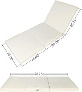 Merax, Cream Outdoor Chaise Lounge Foldable 3-Section Design, Patio Reclining Chair Cushions for Lawn, Pool and Beach - Photo 5