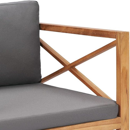 Garden Bench Dark Grey Teak Hardwood Durable Comfortable for Outdoor Garden and Patio Seating