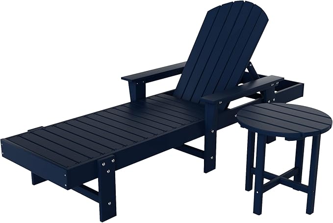 WestinTrends Dylan 2 Piece Adirondack Reclining Chaise Lounge with Arms Navy Blue