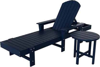 WestinTrends Dylan 2 Piece Adirondack Reclining Chaise Lounge with Arms Navy Blue