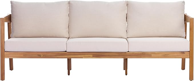 Merax 5 Piece Acacia Wood Patio Furniture Set, 3-Seater Sofa - Photo 6
