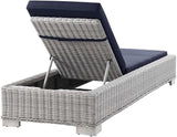 Conway Outdoor Patio Wicker Rattan Chaise Lounge in Light Gray Navy - Photo 6