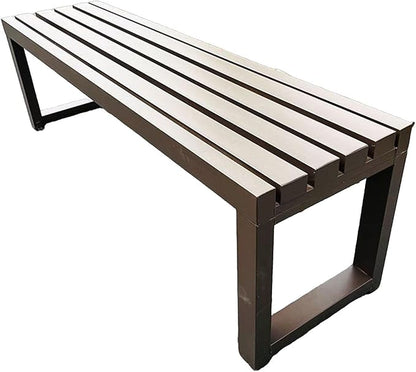 Outdoor Garden Bench,Metal Patio Bench,Weatherproof Backless Benches 2-Person Balcony Seat for Front Porch,Park,Backyard,Entryway 880 Lbs Weight(Brown,59 Inch)