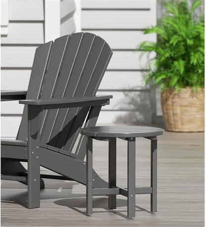 Costaelm Round Outdoor Side Tables, Adirondack Patio Tables for Outside, HDPE Patio End Table Weather Resistant, Balcony Table for Pool, Seaside, Backyard, Porch, Indoor Companion, Gray