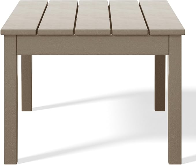WestinTrends Malibu Low Outdoor HDPE Patio Rectangle Coffee Table, Weathered Wood