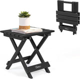 FUNBERRY Outdoor Folding Adirondack Side Table, Portable No Assembly Patio End Table HDPE All Weather - Photo 1