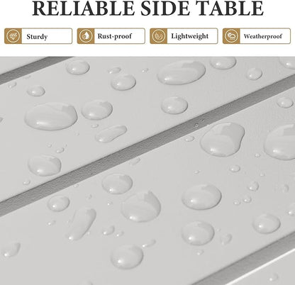 Crestlive Products Aluminum Outdoor Side Table Set of 2, Pool Lounge Chair Side Table, Weather Resistant Small Square Coffee End Table for Patio, Yard, Garden, Porch, Deck, Outdoor