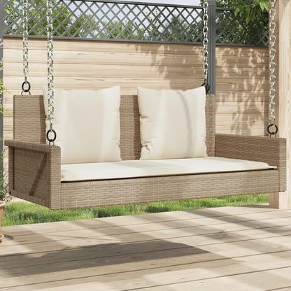 Swing Bench Beige PE Rattan Powder-Coated Steel Standard Outdoor Relaxation Modern Design Comfortable Seating for Garden Patio