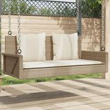 Swing Bench Beige PE Rattan Powder-Coated Steel Standard Outdoor Relaxation Modern Design Comfortable Seating for - Photo 1