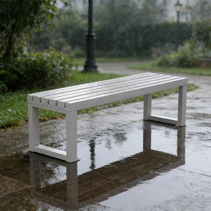 Heavy Duty Outdoor Patio Bench, Metal Garden Benches Weatherproof Park Bench 3.3ft 3.9ft 4.9ft 5.9ft 2-Person Seat Backless Porch Seating Multifunctional Slat Furniture Chair(Orange,5.9ft)