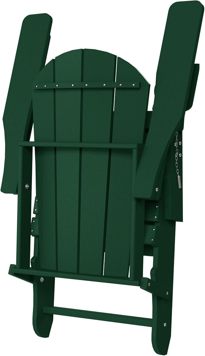 WestinTrends Malibu Folding Adjustable Adirondack Chair with Retractable Ottoman and Cup Holder (Set of 2), Dark Green